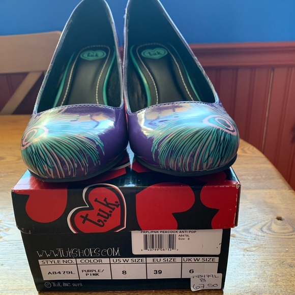 T.U.K. Prpl/pnk Peacock Anti pop heel - Picture 3 of 7